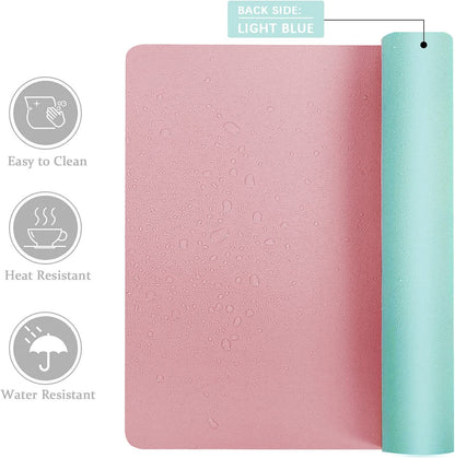 Elevate Your Workspace with the Stylish Double-Sided Pink Desk Pad - Large Non-Slip PU Leather Mouse Mat for Home & Office (23.6" x 13.7")